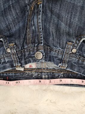 !IT Jeans Ellie Straight Leg Distressed Denim Size 8 Medium Wash Raw Hem